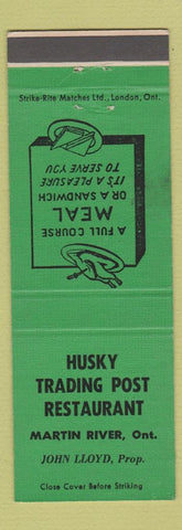 Matchbook Cover - Husky Trading Post Martin River ON