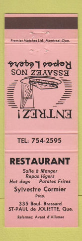 Matchbook Cover - Restaurant St Paul De Joliette QC