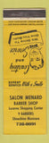 Matchbook Cover - Salon Menard Barber Shop WEAR