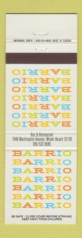 Matchbook Cover - Barrio Bar Restaurant Miami Beach FL