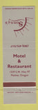 Matchbook Cover - Sonny's Motel Restaurant Madras OR WEAR