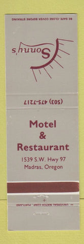 Matchbook Cover - Sonny's Motel Restaurant Madras OR WEAR