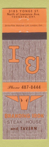 Matchbook Cover - Branding Iron Steak House Toronto ON