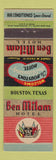 Matchbook Cover - Ben Milan Hotel Houston TX