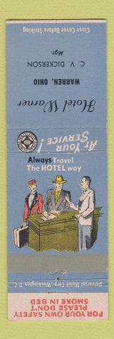 Matchbook Cover - Hotel Warner Warren OH