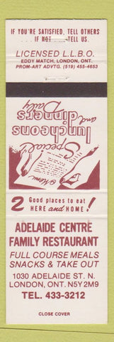 Matchbook Cover - Adelaide Centre Family Restaurant London ON