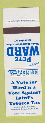 Matchbook Cover - Pete Ward Election Lineville AL State Rep