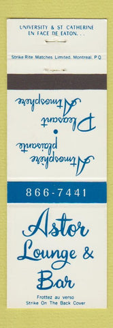Matchbook Cover - Astor Lounge Bar QC