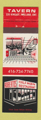 Matchbook Cover - Robertos' Half Moon Restaurant Tavern Welland ON