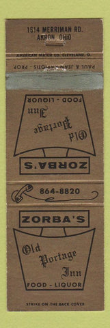 Matchbook Cover - Zorba's Old Portage Inn Akron OH WEAR