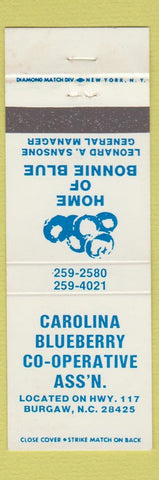 Matchbook Cover - Carolina Blueberry COOP Burgaw NC