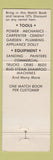 Matchbook Cover - Art's Rentals Hollywood FL equipment tools
