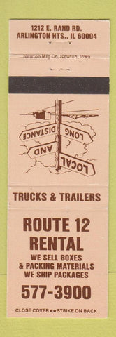 Matchbook Cover - Route 12 Rentals Arlington Heights IL WEAR