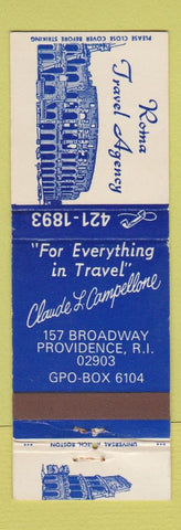 Matchbook Cover - Roma Travel Agency Providence RI