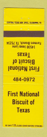 Matchbook Cover - First National Biscuit of Texas Framers Branch TX