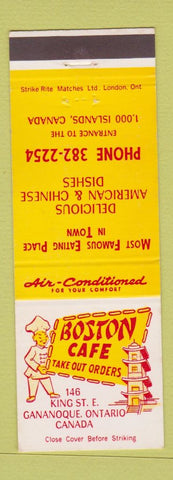 Matchbook Cover - Boston Cafe Cananoque ON Chinese