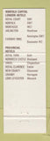 Matchbook Cover - Fairway Inns Norfolk Capital Hotels London UK England