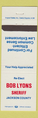 Matchbook Cover - Bob Lyons Election Jackson County