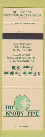 Matchbook Cover - Knotty Pine Restaurant Waterloo Cambridge Preston ON