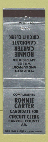 Matchbook Cover - Ronnie Carter Circuit Clerk Candidate Carroll County AR WEAR