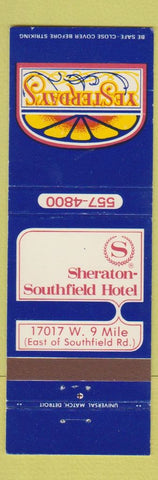 Matchbook Cover - Yesterday's Sheraton Hotel Southfield MI