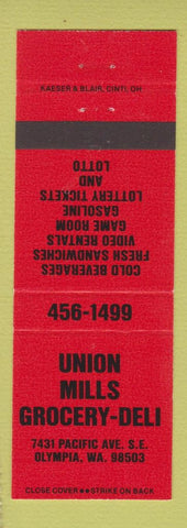 Matchbook Cover - Union Mills Grocery Deli Olympia WA