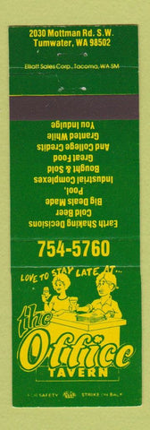 Matchbook Cover - The Office Tavern Tumwater WA