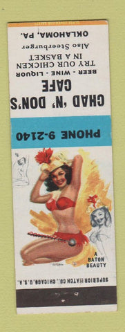 Matchbook Cover - Chad n Don's Cafe Oklahoma PA poinup hamburgers