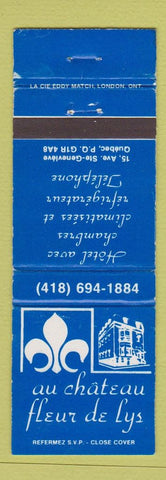 Matchbook Cover - Au Chateau Fleur De Lys Quebec QC