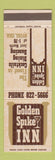 Matchbook Cover - Golden Spike Inn Byers Colorado