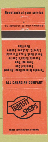 Matchbook Cover - Transit Shops News Stands Hamilton ON