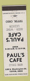 Matchbook Cover - Paul's Cafe Tiffin OH Stag Bar
