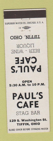 Matchbook Cover - Paul's Cafe Tiffin OH Stag Bar