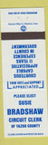 Matchbook Cover - Susie Bradshaw Circuit Clerk Election Yazoo County MS?