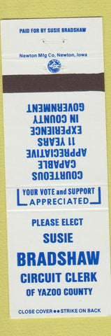 Matchbook Cover - Susie Bradshaw Circuit Clerk Election Yazoo County MS?