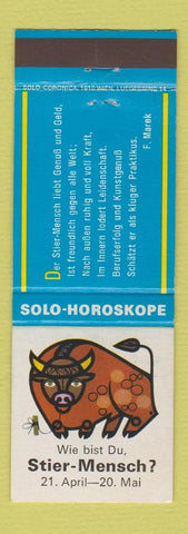 Matchbook Cover - Horoscope Taurus Sign German