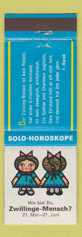 Matchbook Cover - Horoscope Gemini Sign German