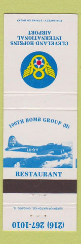 Matchbook Cover - Cleveland Hoplins Airport 100th Bomb Group Restaurant OH
