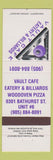 Matchbook Cover - Vault Cafe Billiards Richmond Hill ON
