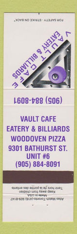 Matchbook Cover - Vault Cafe Billiards Richmond Hill ON