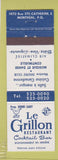 Matchbook Cover - Le Grillon Restaurant Montreal QC