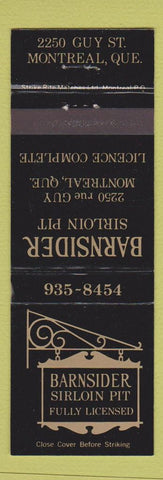 Matchbook Cover - Barnsider Sirloin Pit Montreal QC WEAR