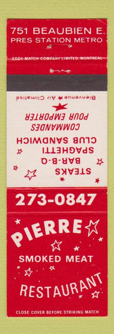 Matchbook Cover - Pierre Smoked Meat Restaurant Montreal?