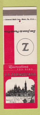 Matchbook Cover - La Zaragonzana San Francisco San Juan Puerto Rico WEAR