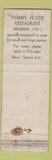 Matchbook Cover - Thames House Restaurant Millbank UK England WEAR