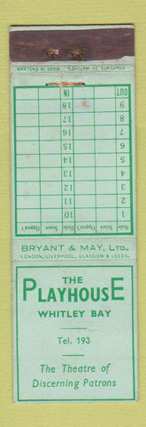 Matchbook Cover - Playhouse Whitley Bay UK England low phone