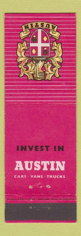Matchbook Cover - Austin Cars Trucks UK England