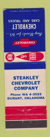 Matchbook Cover - 1965 Chevrolet Steakley Durant OK