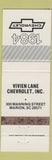 Matchbook Cover - 1984 Chevrolet Wivien Lane Marion SC WEAR