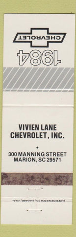 Matchbook Cover - 1984 Chevrolet Wivien Lane Marion SC WEAR
